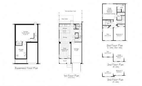 Floor plan for 3 beds, 2.5 baths, 1670 sqft